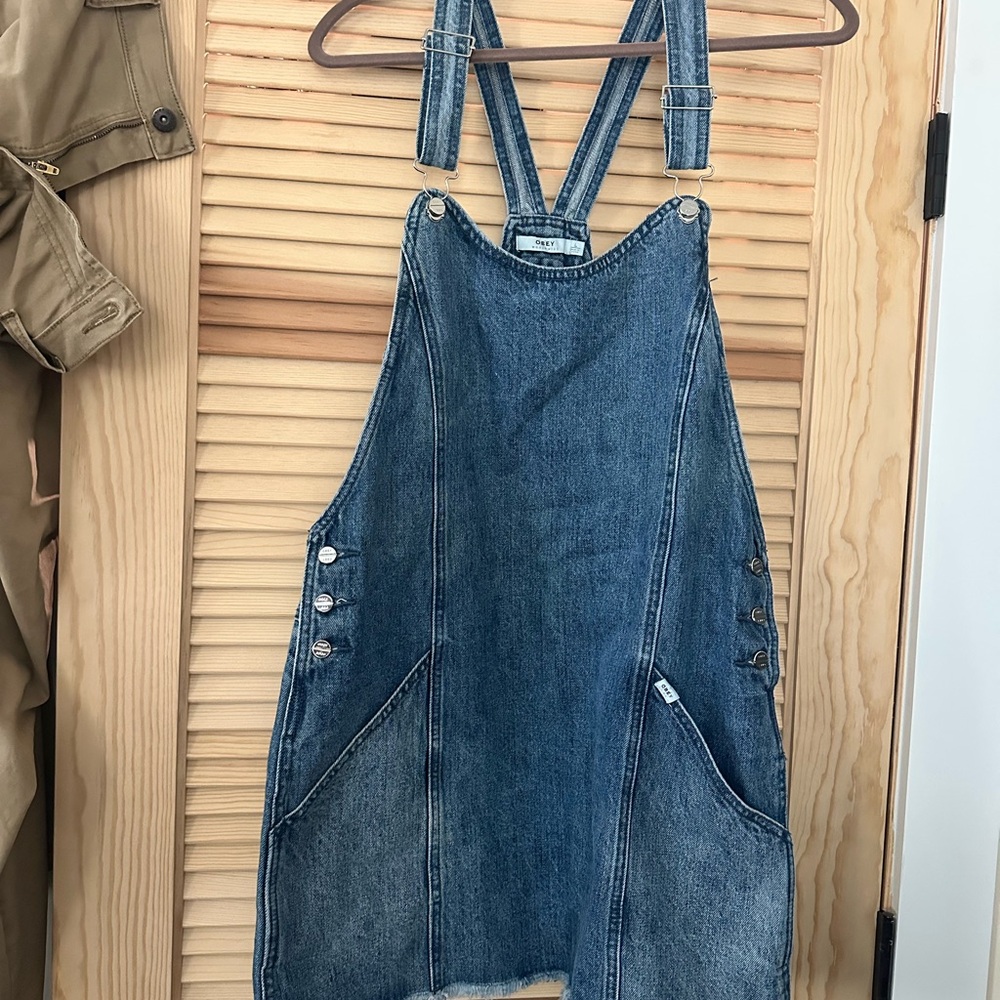 Obey Denim Overall Dress with Pockets